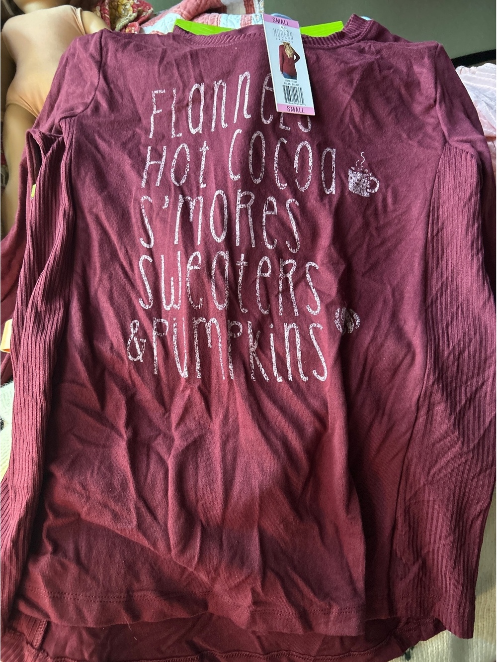 Modern Canvas Claret Long Sleeve Small T-Shirt